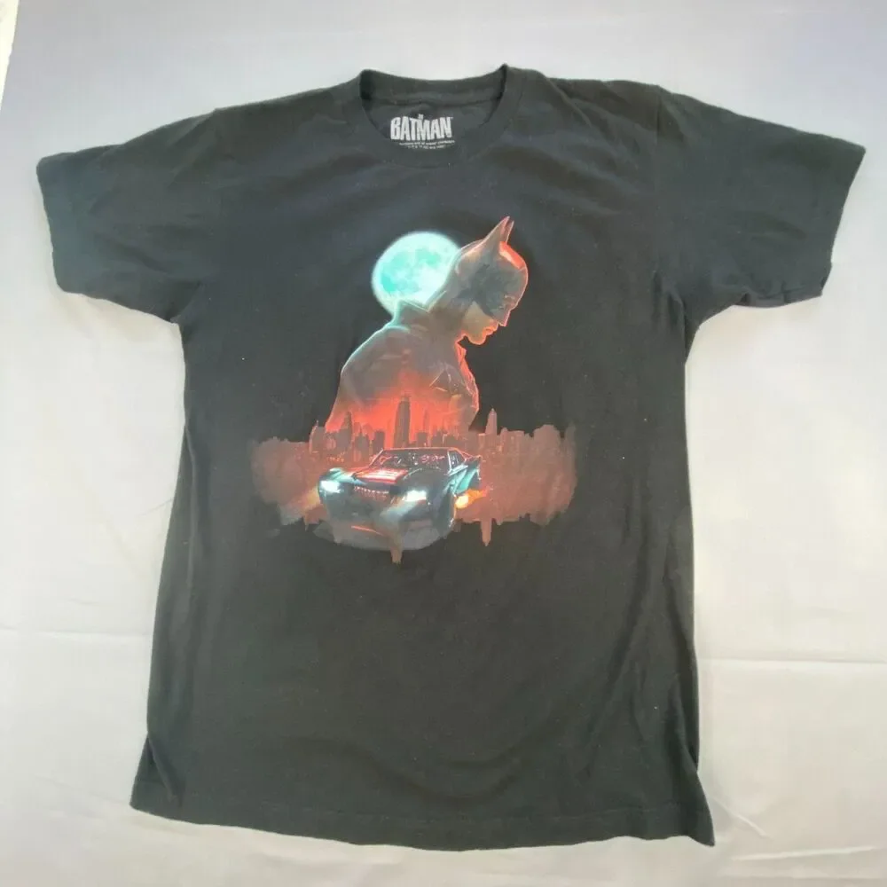 The Batman Mens Graphic T Shirt Black Size Medium Short Sleeve Movie Batmobile